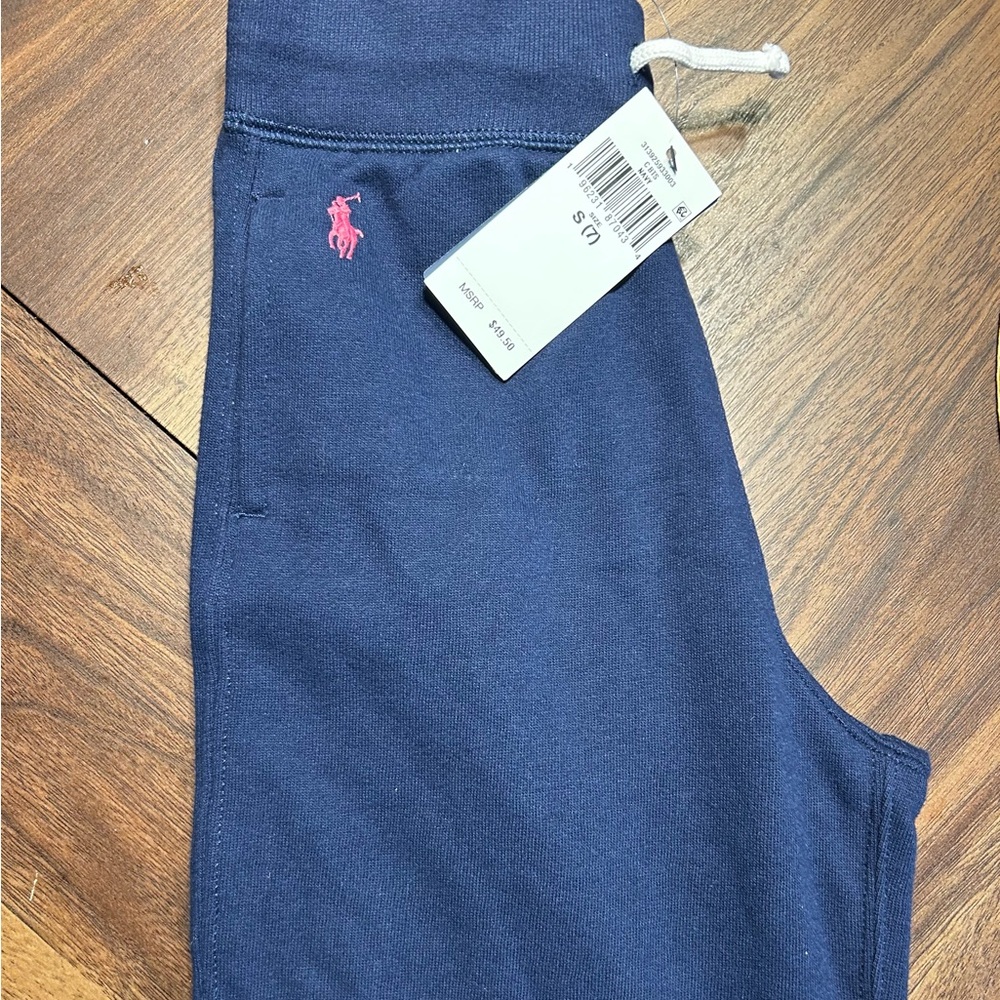 Ralph Lauren Blue Label Navy Joggers with Pink Logo